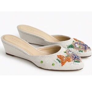 J.Crew Collection Blanche Beaded Mini Wedge Mules